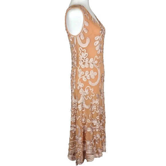 Sundance Cameo A Line Dress Size Small Coral Orange Floral Embroidered Lined - Picture 3 of 5